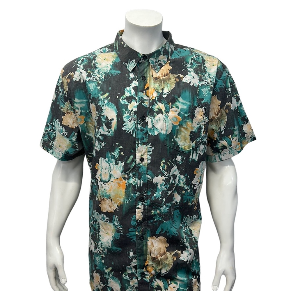 Vintage O'neill Green Floral Hawaiian Aloha Short Sleeve Men's Shirt Size XXL